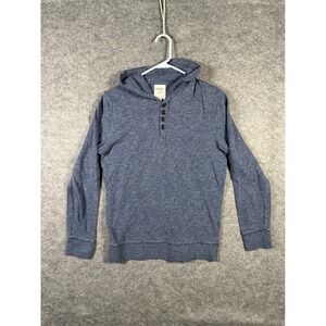 Fossil Mens Hoodie‎ Small Blue Heathered Button Pullover Casual Comfy